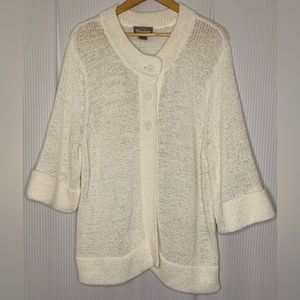 TanJay - White Knit Button Front Cardigan - Large